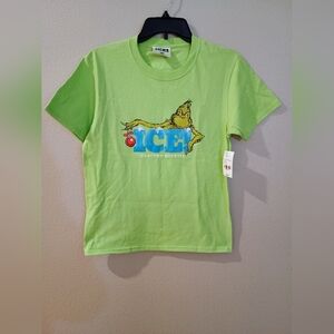 The Grinch Dr Seuss ICE Gaylord Rockies Kids Lime Green 100% Cotton T Shirt L